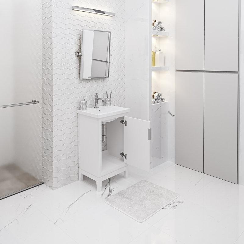 Seramik Tezgahlı Masif Kauçuk Ağacı Ayaklı Banyo Lavabo Dolabı - 52 cm - 198980