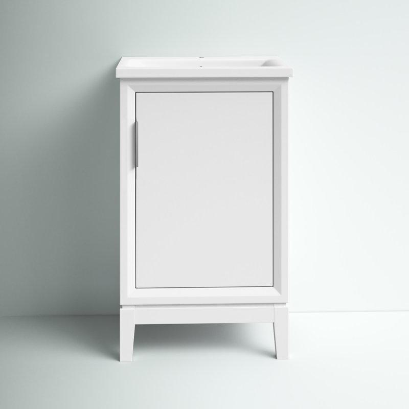 Seramik Tezgahlı Masif Kauçuk Ağacı Ayaklı Banyo Lavabo Dolabı - 52 cm - 198980