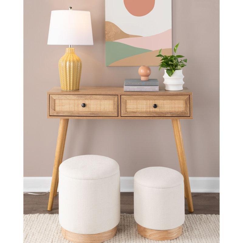 Sherpa Kumaş Saklama Alanlı Silindir 2li Set Makyaj Masası Pufu - 44x37 cm - 232733