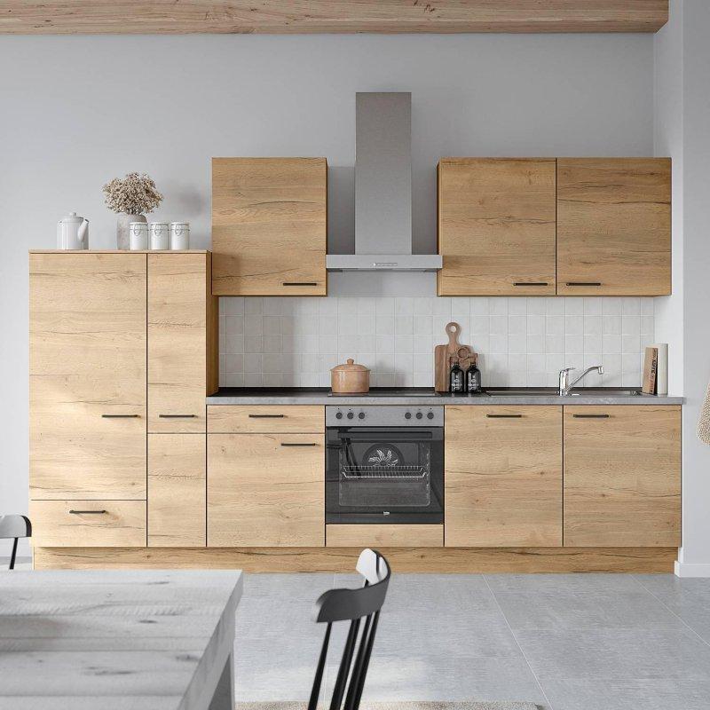 Sierra Ahşap Desenli ve Kayrak Grisi Beko Beyaz Eşyalı Amortisörlü Mutfak Modeli - 330 cm - 185330