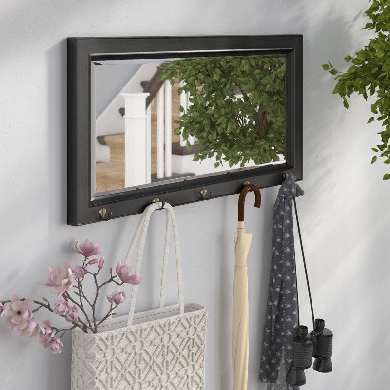 Siyah Ahşap Çerçeveli Metal Askılı Duvar Rafı - 92x46 cm - 178850