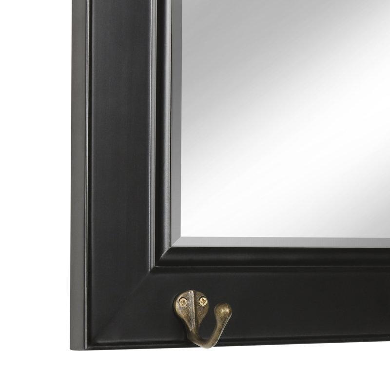 Siyah Ahşap Çerçeveli Metal Askılı Duvar Rafı - 92x46 cm - 178850