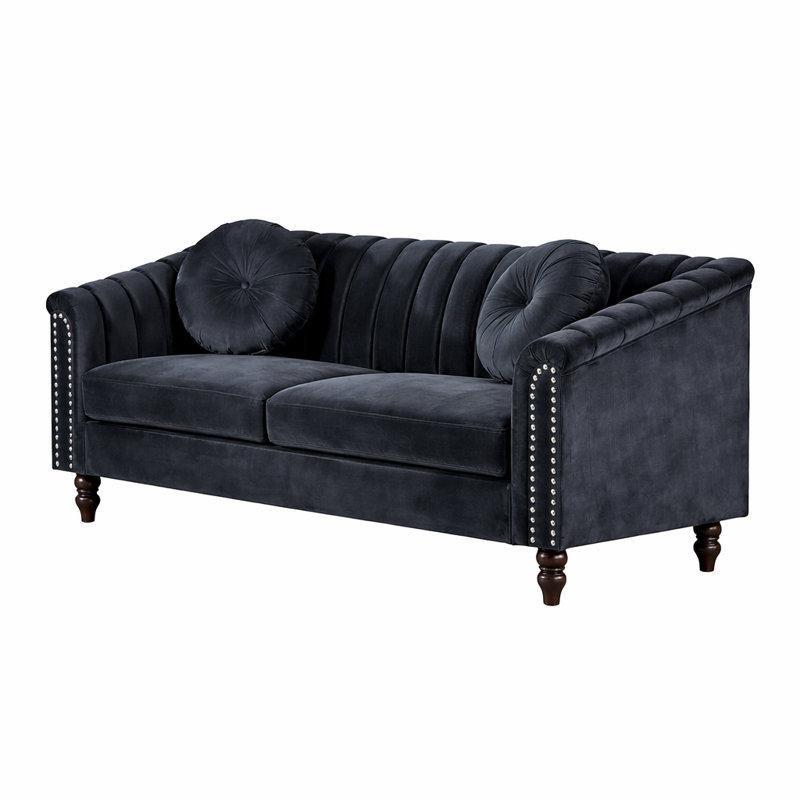 Siyah Ahşap Kapitoneli Zımba Detaylı Koltuk Takımı - 192115