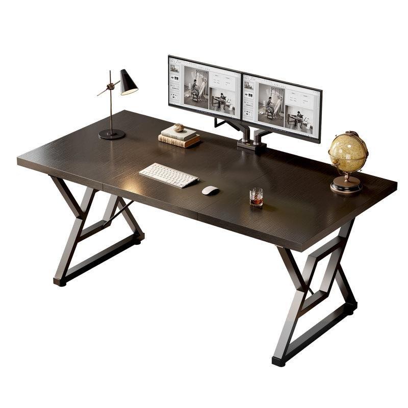 Siyah Ahşap Metal Ayaklı X-Çerçeve Geniş Ofis Masası - 161x81 cm - 177377