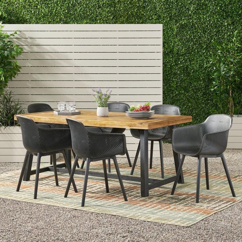 Siyah Akasya Ağacı Dikdörtgen 6 Kişilik Bahçe Masa Takımı - 180x91 cm - 216433