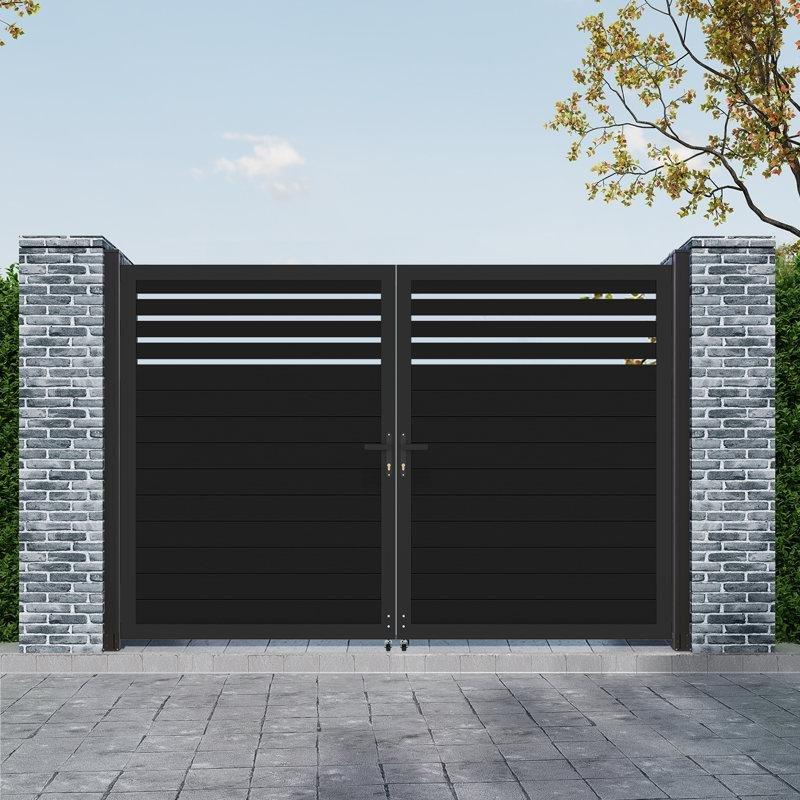 Siyah Alüminyum Çift Kanatlı Bahçe Kapısı - 300x180 cm - 172614