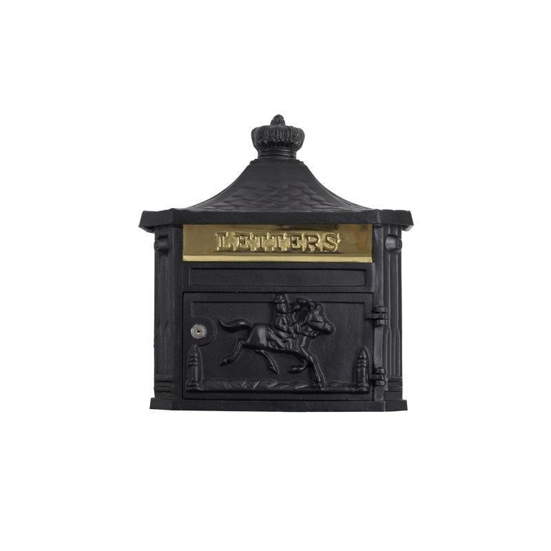 Siyah Alüminyum Duvara Monte Kilitli Viktorya Tarzı Posta Kutusu - 41x47 cm - 165880