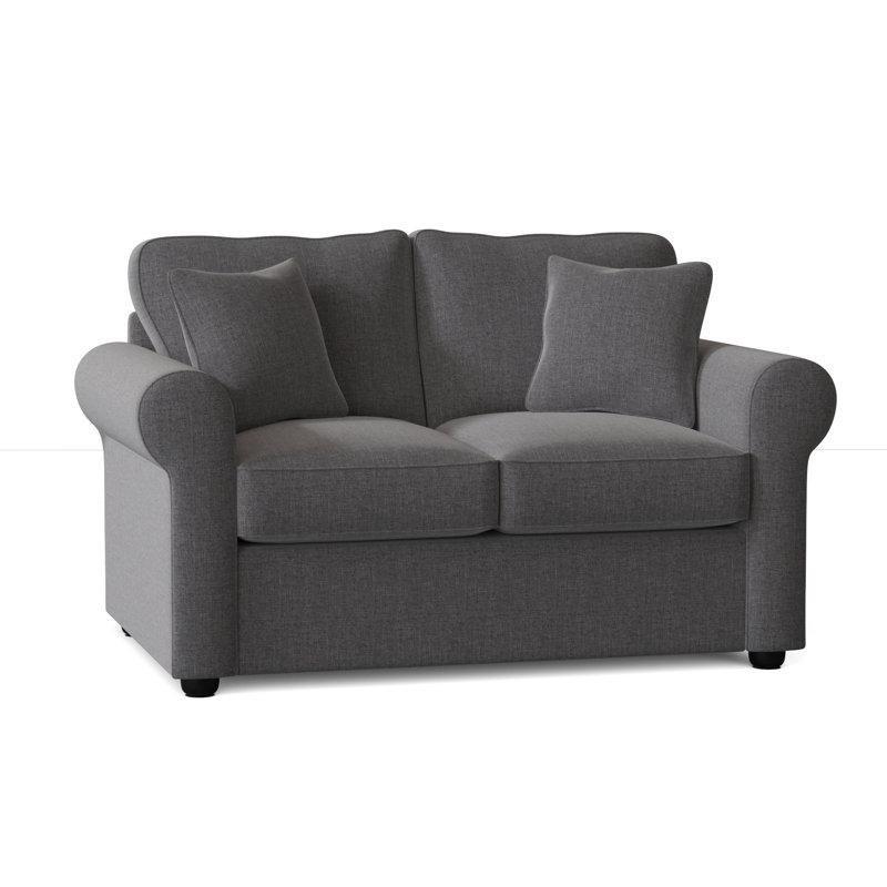 Siyah Ayaklı Kumaş Yuvarlatılmış Kollu İkili Koltuk - 153x94x94 cm - 205574