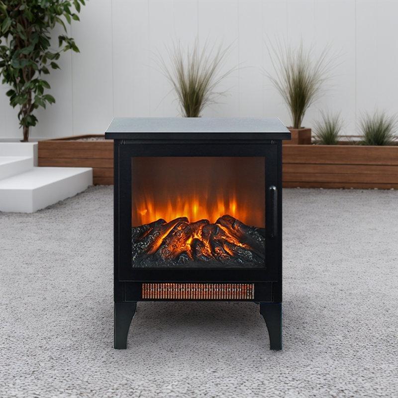 Siyah Bağımsız Portatif Isıtıcılı Elektrikli Şömine - 183965