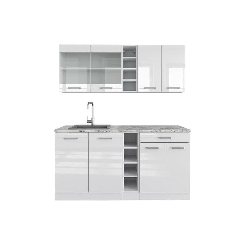 Siyah Beton ve Beyaz Mutfak Modeli - 160x46x82 cm - 186445