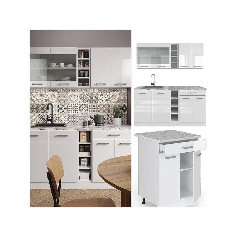 Siyah Beton ve Beyaz Mutfak Modeli - 160x46x82 cm - 186445