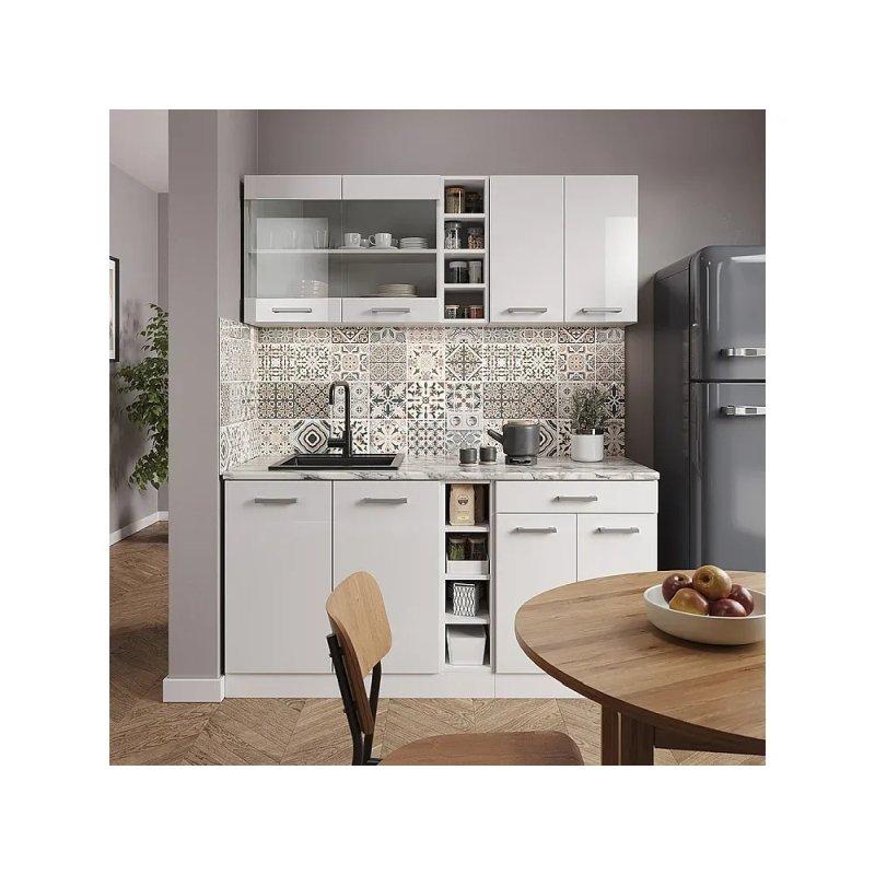 Siyah Beton ve Beyaz Mutfak Modeli - 160x46x82 cm - 186445