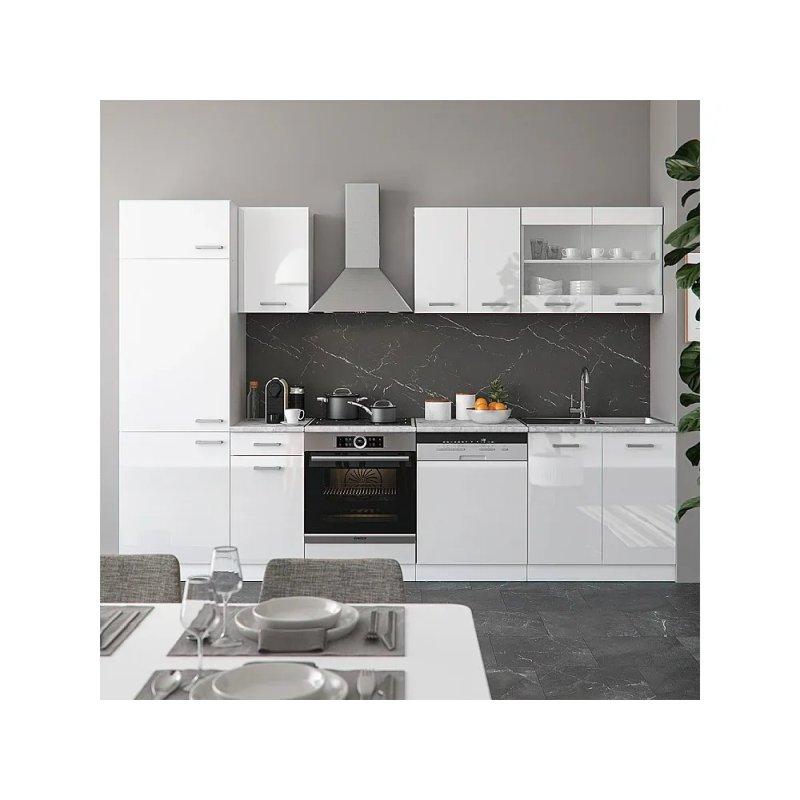 Siyah Beton ve Beyaz R-Line Mutfak Modeli - 300 cm - 186541