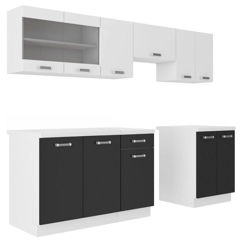 Siyah Beyaz Lamine Sunta 7 Parça Modüler Mutfak Modeli - 240 cm - 185561