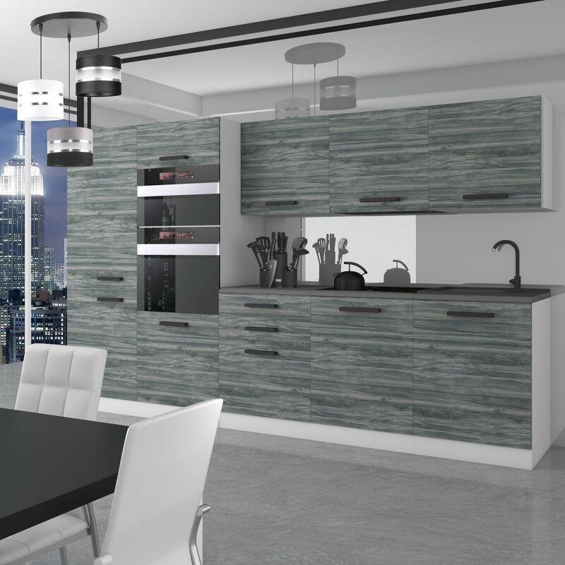 Siyah Beyaz Suntalam Yavaş Kapanır Tezgahlı Ankastre Mutfak Modeli - 300 cm - 186123