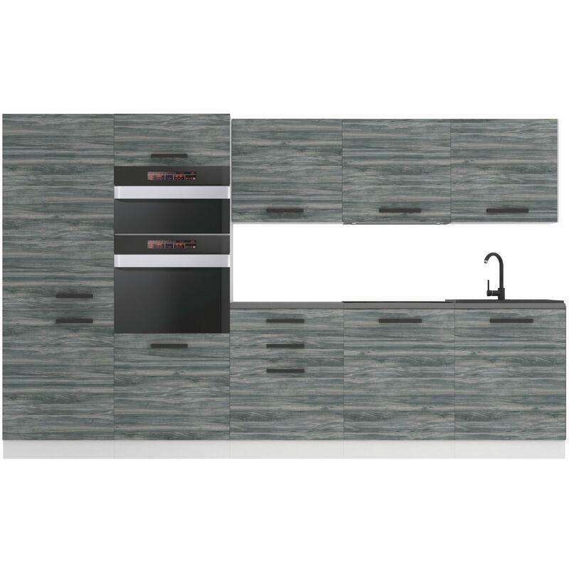 Siyah Beyaz Suntalam Yavaş Kapanır Tezgahlı Ankastre Mutfak Modeli - 300 cm - 186123