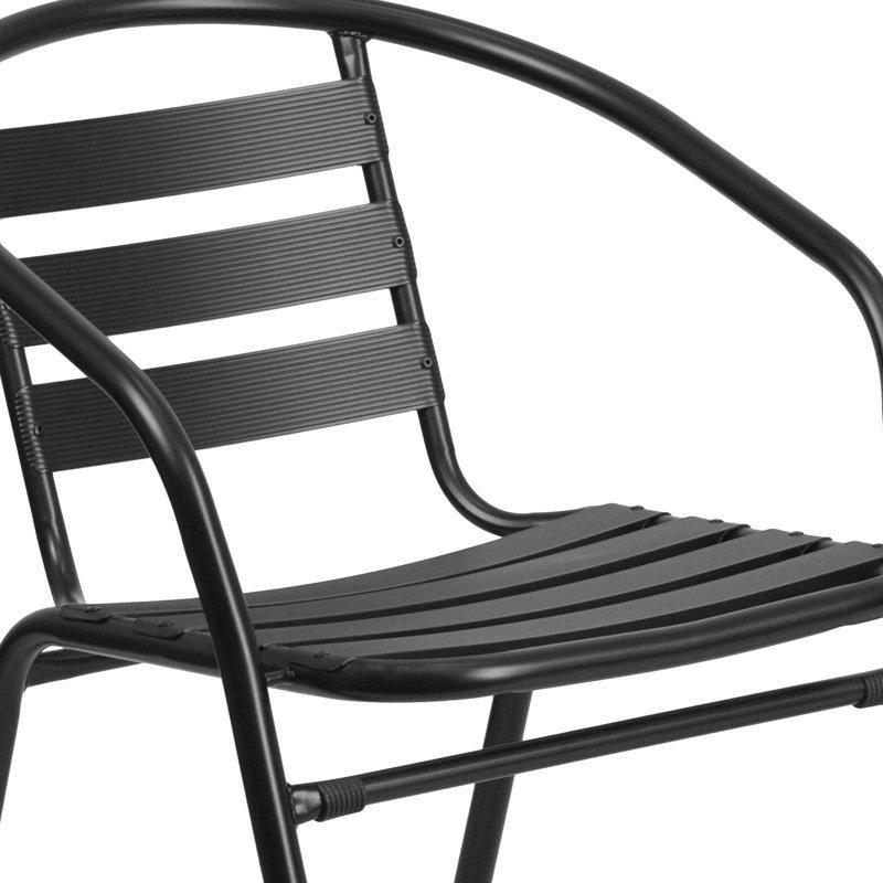 Siyah Cam Metal Yuvarlak İstiflenebilir Bahçe Masa Takımı - 81 cm - 214643