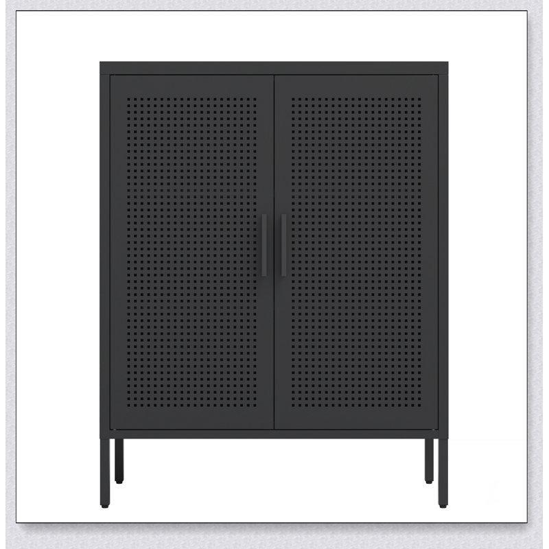 Siyah Çelik 2 Kapaklı 2 Ayarlanabilir Raflı Kilitli Ayakkabılık - 102x81x41 cm - 227019