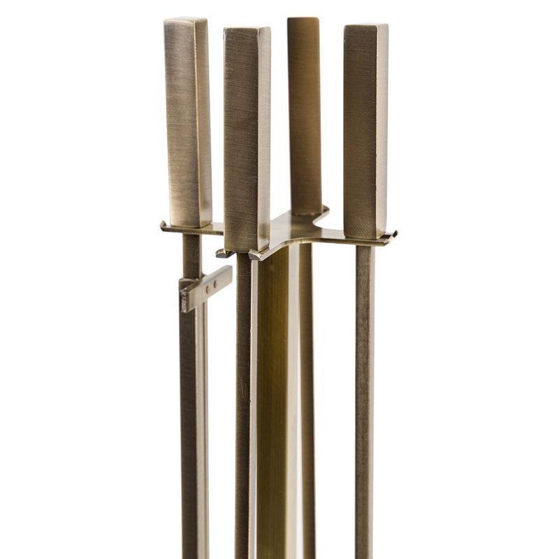 Siyah Çelik 5 Parça Standlı Şömine Maşa Takımı - 73 cm - 189119