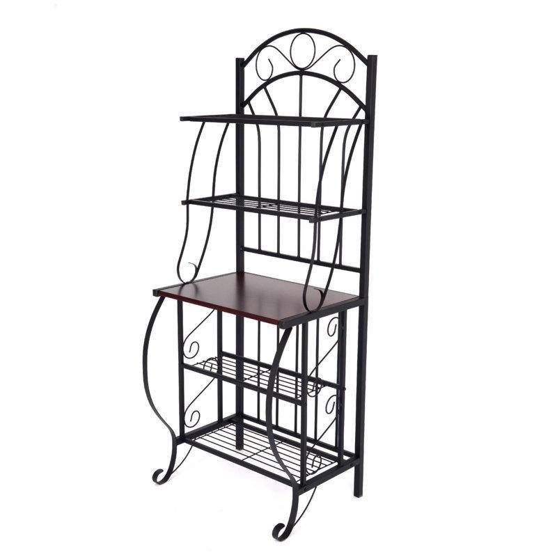 Siyah Çelik 5 Raflı Mikrodalga Uyumlu Ayaklı Mutfak Rafı - 166x64 cm - 163897