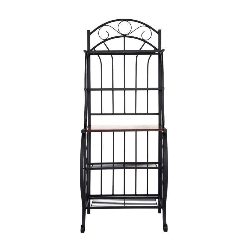 Siyah Çelik 5 Raflı Mikrodalga Uyumlu Ayaklı Mutfak Rafı - 166x64 cm - 163897