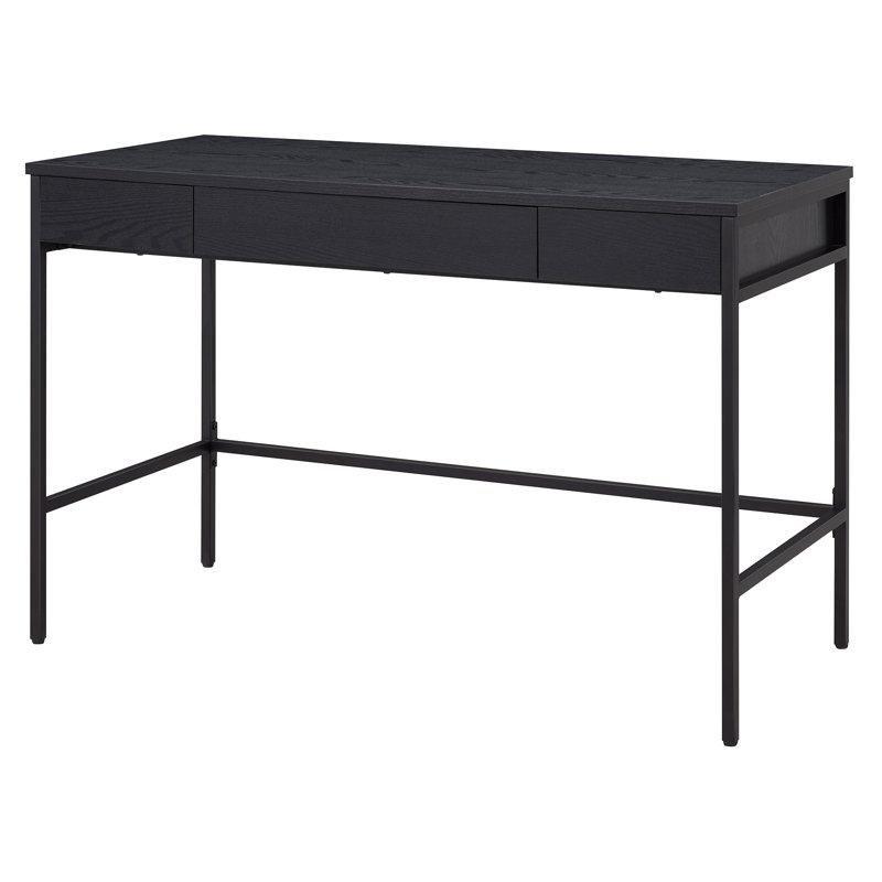 Siyah Çelik Ayaklı Eskitme Gri Meşe MDF 3 Çekmeceli Vintage Çalışma Masası - 122 cm - 234435
