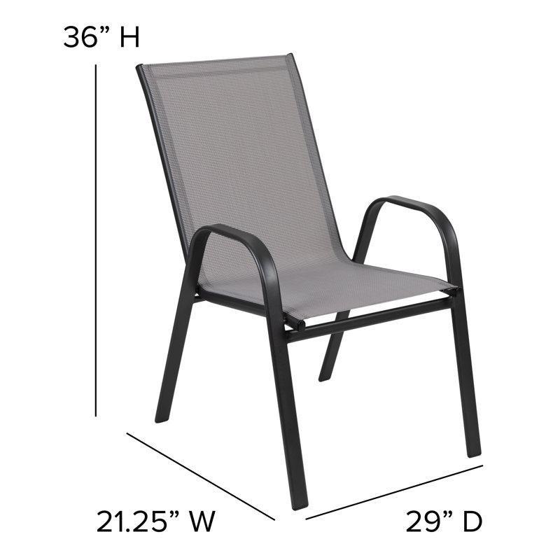 Siyah Çelik Dalgalı Cam Tablalı ve İstiflenebilir Bahçe Masa Takımı - 81x81 cm - 214325