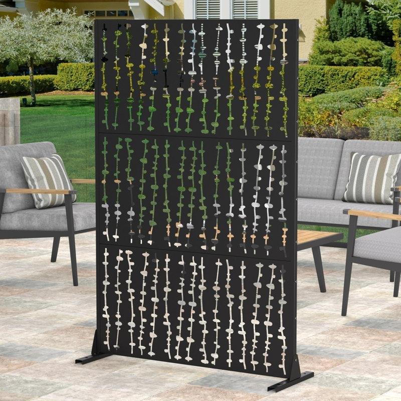 Siyah Çelik David Desenli Dış Mekan Bahçe Paravanı - 183x120 cm - 172847