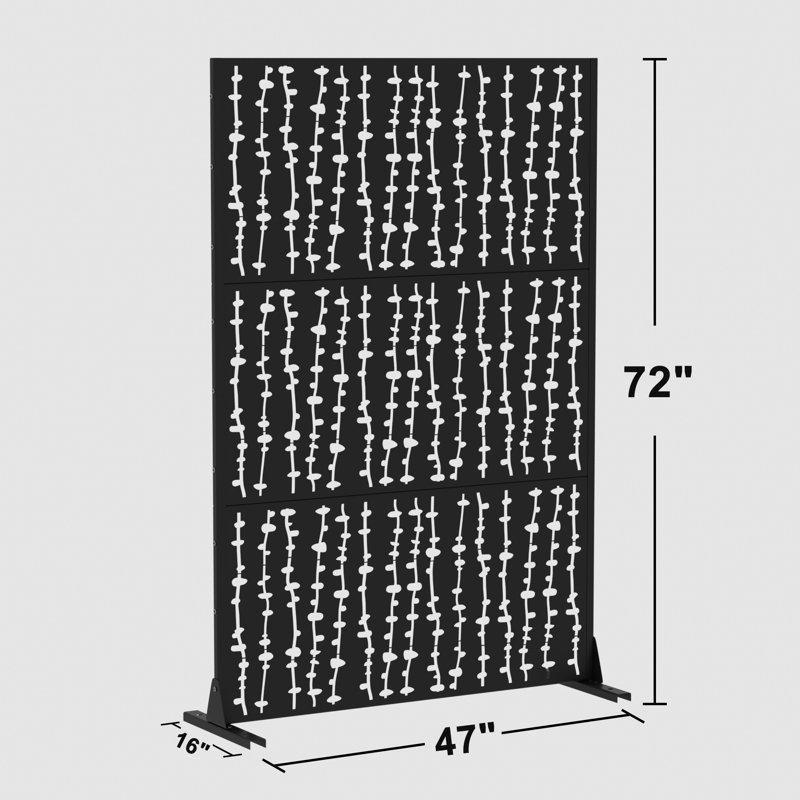 Siyah Çelik David Desenli Dış Mekan Bahçe Paravanı - 183x120 cm - 172847