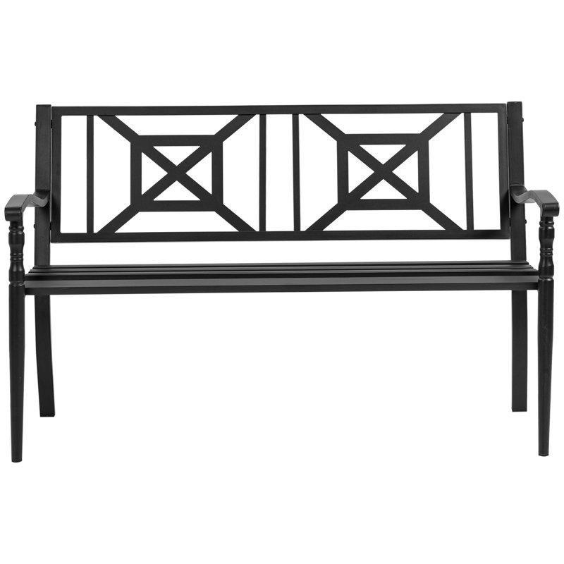 Siyah Çelik Desenli Sırtlıklı Bahçe Bankı - 129 cm - 172128