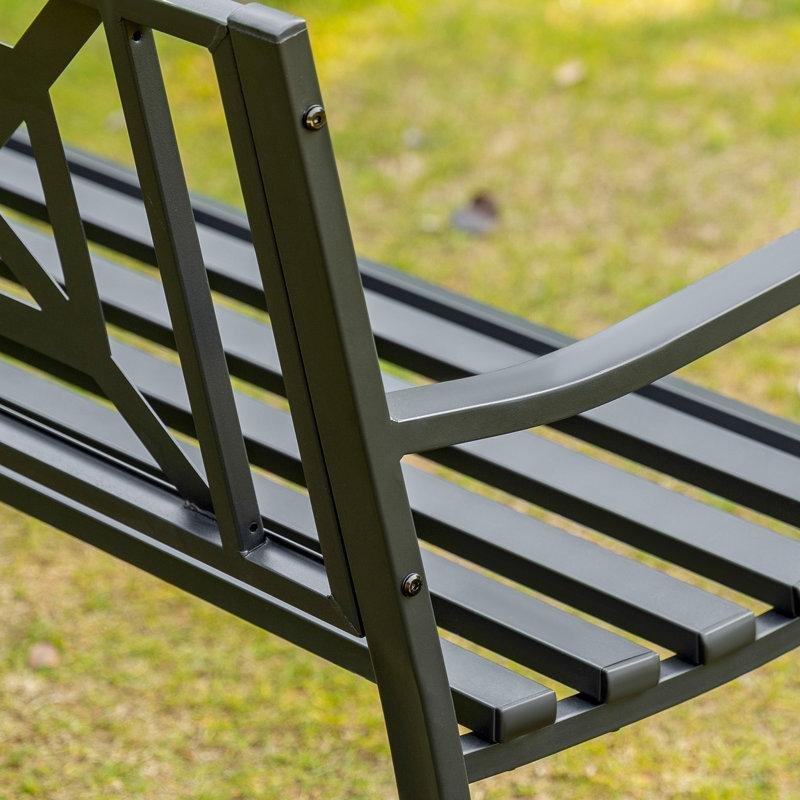 Siyah Çelik Desenli Sırtlıklı Bahçe Bankı - 129 cm - 172128