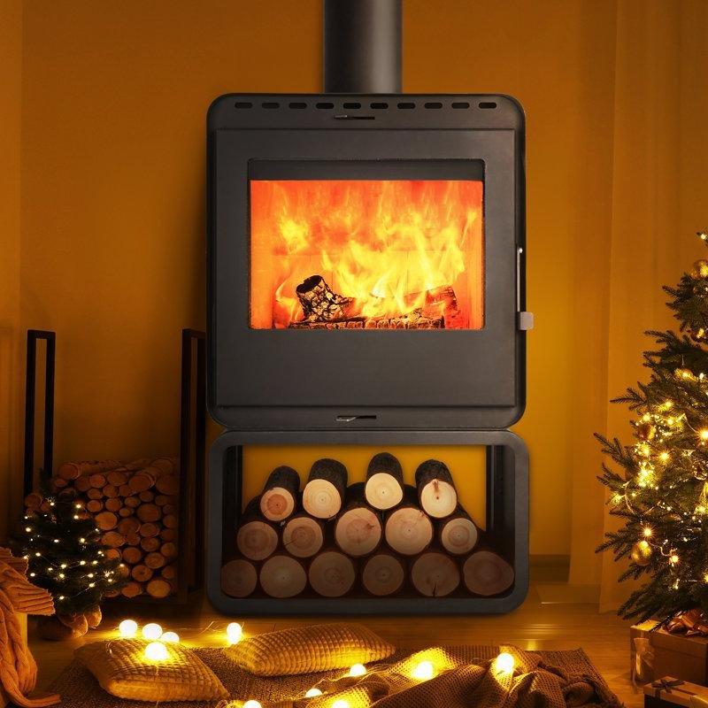 Siyah Çelik Fırınlı Ayaklı Şömine Soba - 189485