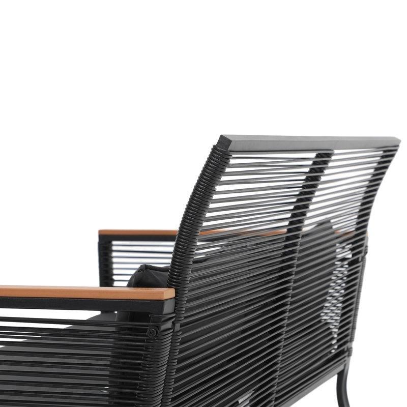 Siyah Çelik İskeletli Hasır Minderli Dış Mekan İkili Koltuk - 113 cm - 205710