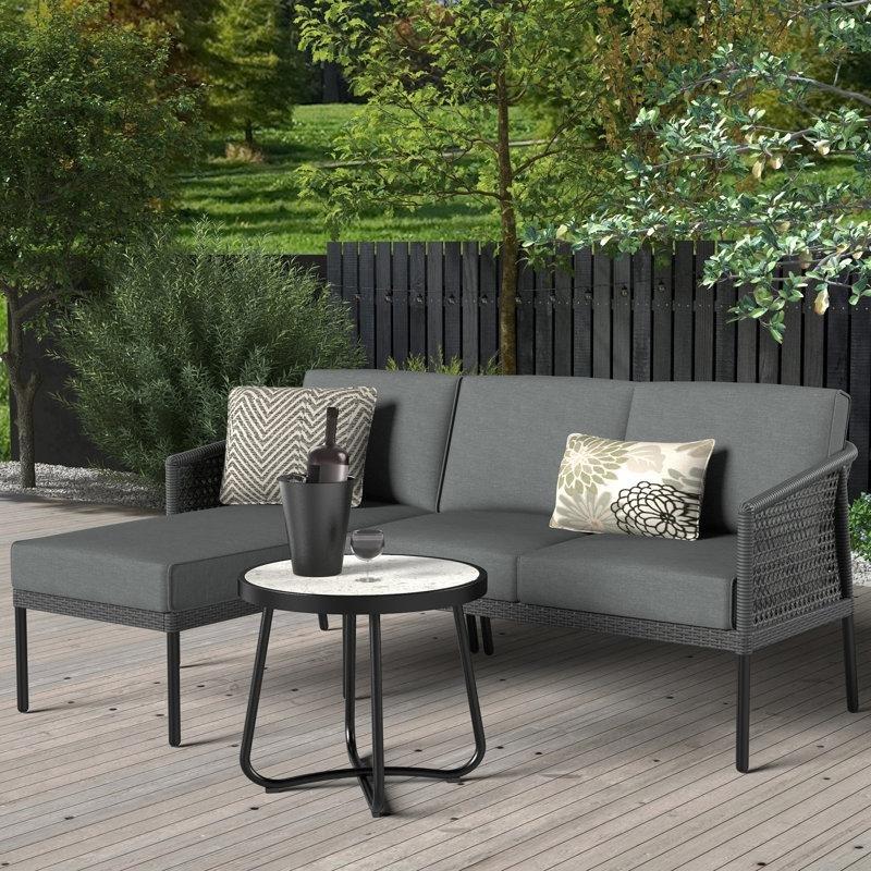 Siyah Çelik İskeletli Sentetik Rattan Modüler L Köşe Bahçe Takımı - 209780