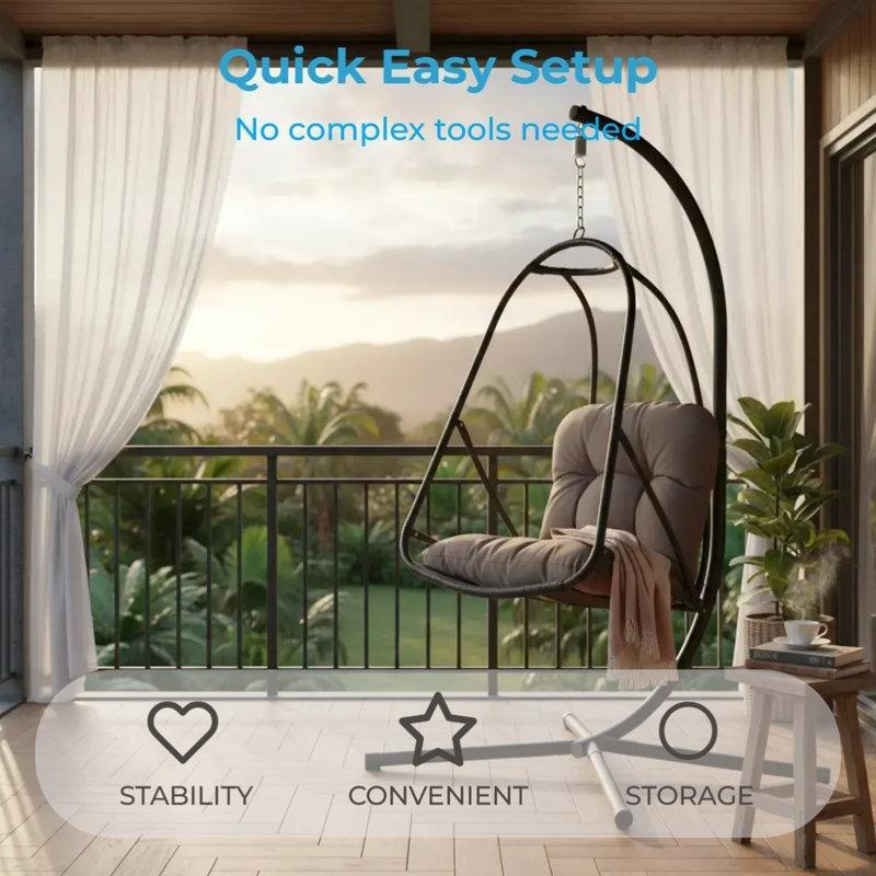 Siyah Çelik Katlanabilir Ayaklı Bardaklıklı Balkon Salıncağı - 175060