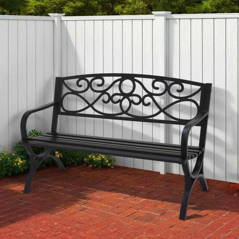 Siyah Çelik Kıvrımlı Sırtlı Bahçe Bankı - 127 cm - 173338