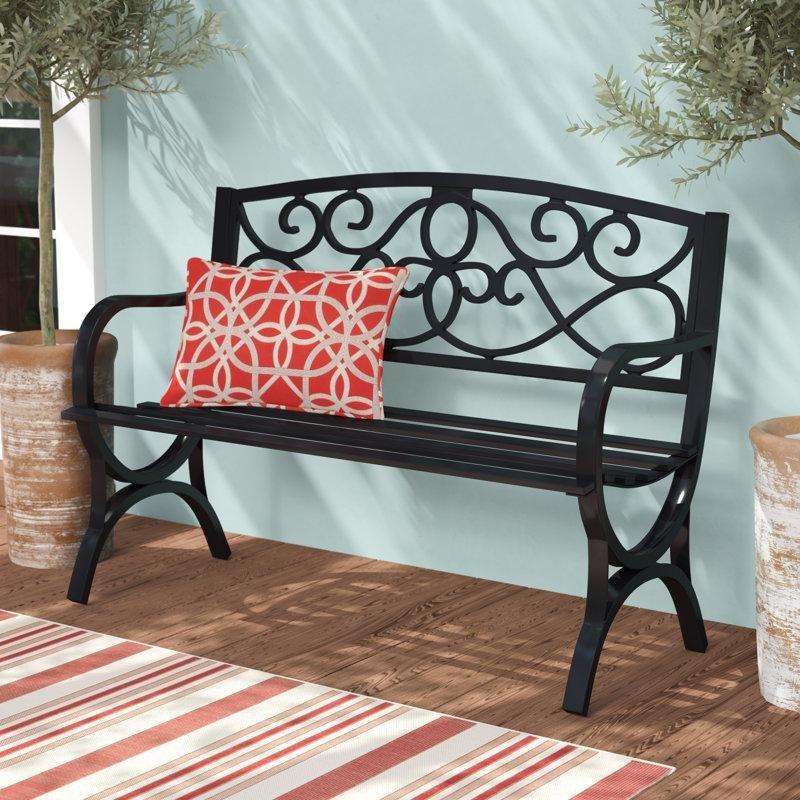 Siyah Çelik Kıvrımlı Sırtlı Bahçe Bankı - 127 cm - 173338