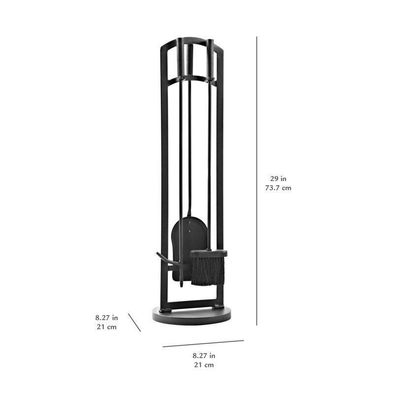 Siyah Çelik Modern Tasarım Şömine Maşa Takımı - 74 cm - 189245