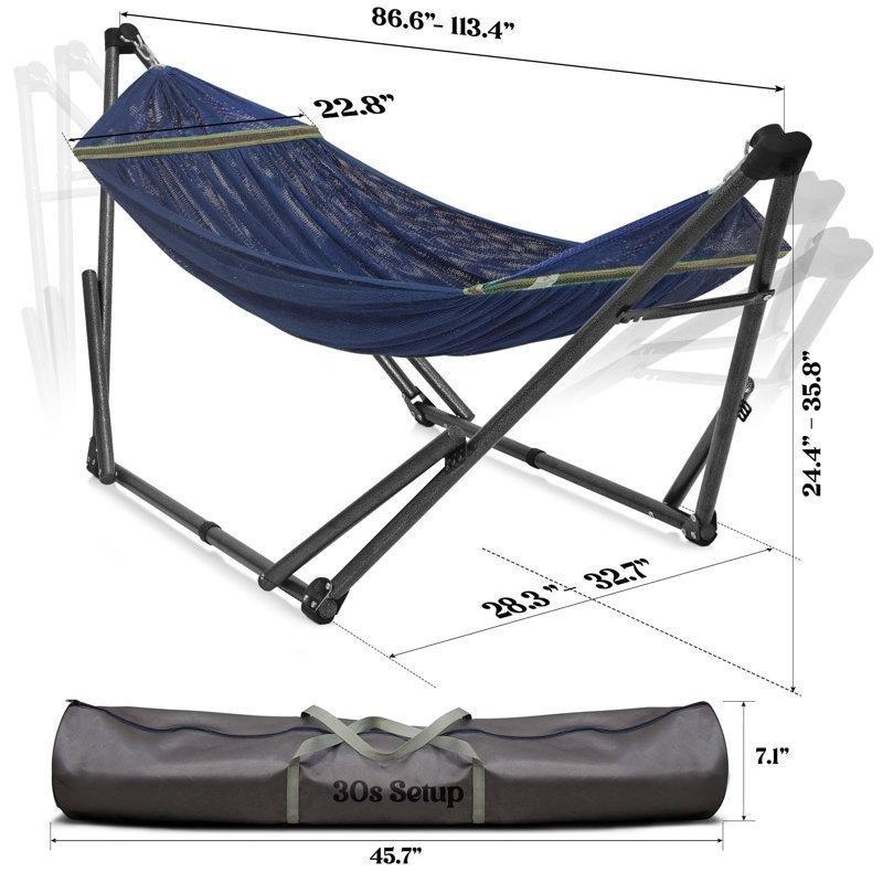 Siyah Çelik Portatif Ayarlanabilir Kamp Tipi Ayaklı Hamak - 289 cm - 178612