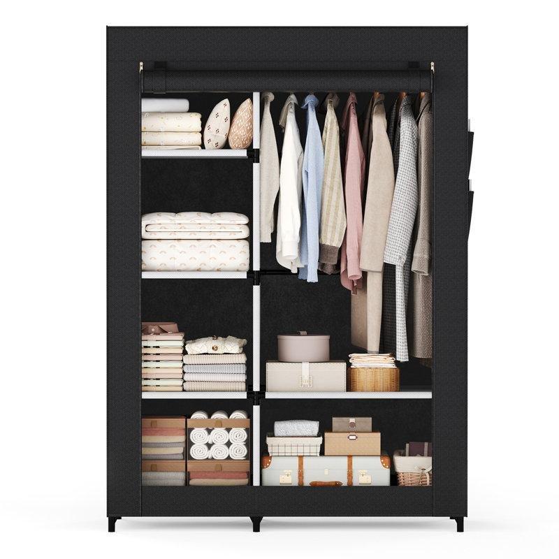 Siyah Çelik Profilli Fermuarlı Raflı Portatif Bez Dolap - 165x103x46 cm - 182762