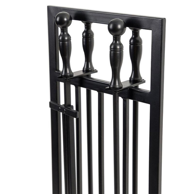 Siyah Çelik Stantlı 5 Parça Şömine Maşa Takımı - 77 cm - 188921