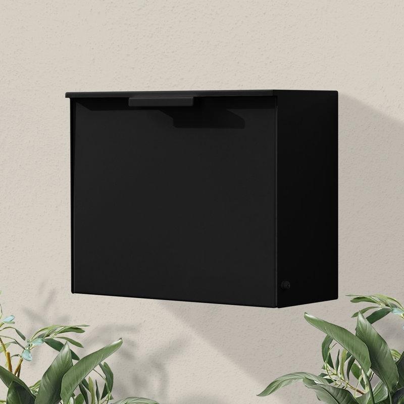 Siyah Çelik Toz Boyalı Duvara Monte Posta Kutusu - 37x30 cm - 165745