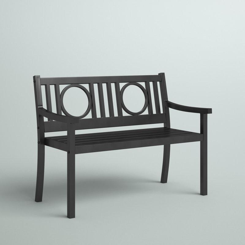 Siyah Çelik Toz Boyalı İki Kişilik Modern Bahçe Bankı - 115 cm - 172064