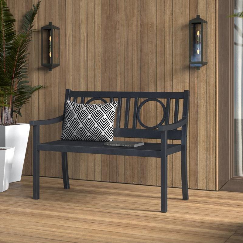 Siyah Çelik Toz Boyalı İki Kişilik Modern Bahçe Bankı - 115 cm - 172064