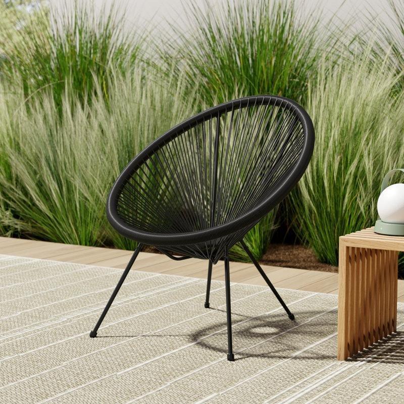 Siyah Çelik ve Rattan 2li Set Hamak Örgü Bahçe Sandalyesi - 173915