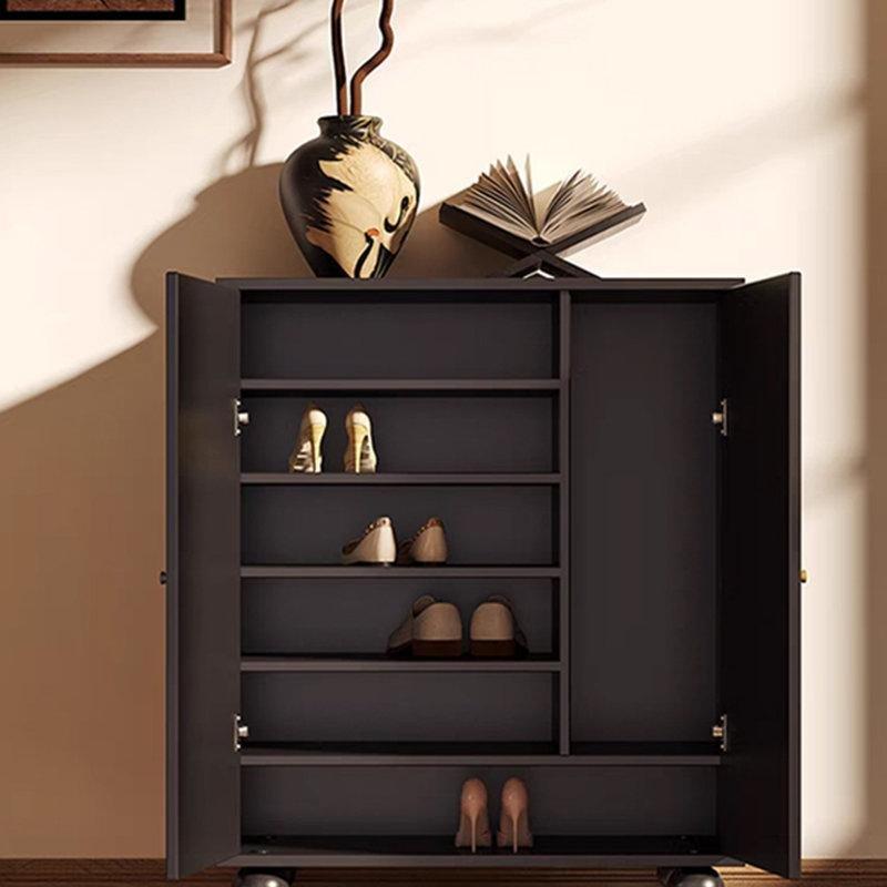 Siyah Ceviz Turna Desenli Pirinç Kulplu Ayakkabılık Dolabı - 90x40x111 cm - 227784