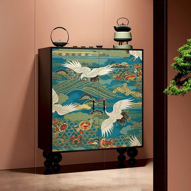 Siyah Ceviz Turna Desenli Pirinç Kulplu Ayakkabılık Dolabı - 90x40x111 cm - 227784