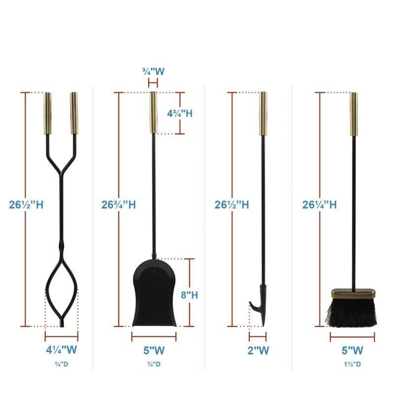 Siyah Demir 5 Parça Şömine Maşa Takımı - 75 cm - 188646