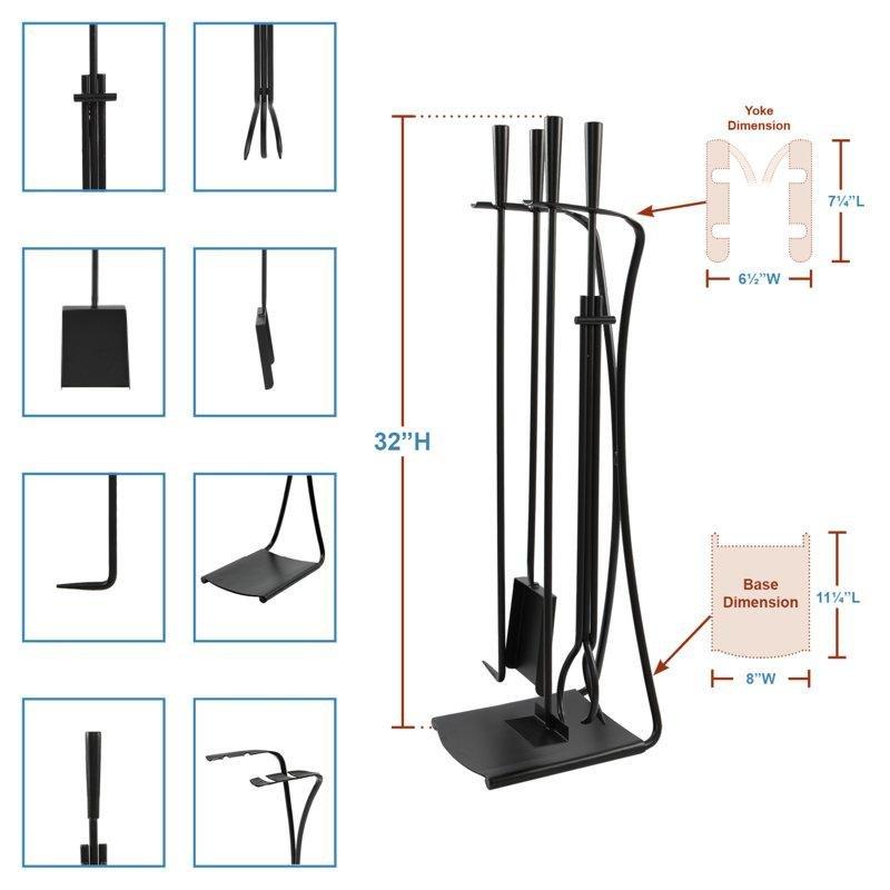 Siyah Demir 5 Parça Şömine Maşa Takımı - 83 cm - 188496