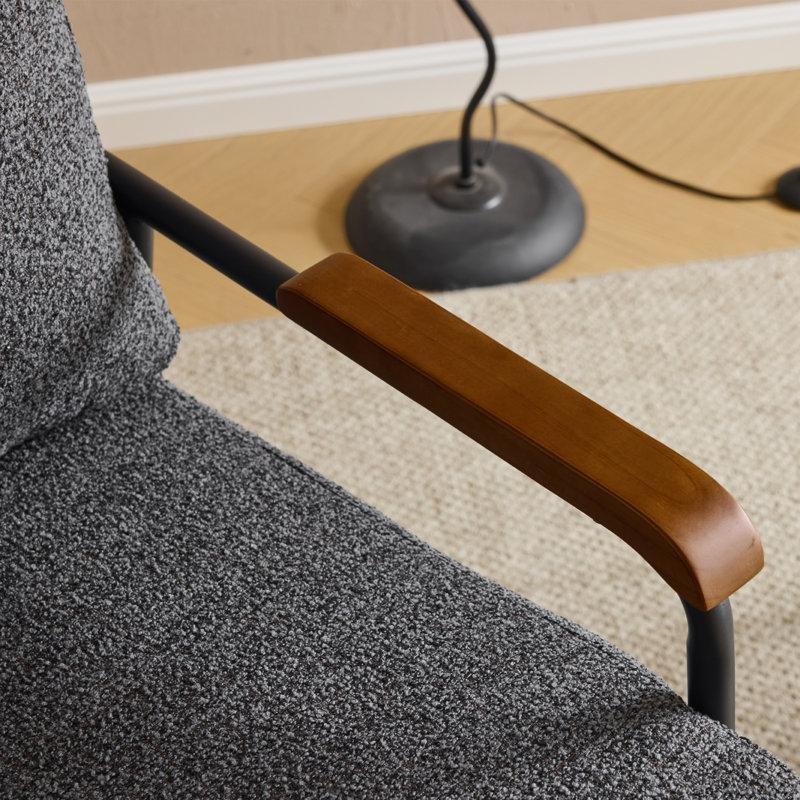 Siyah Demir Ayaklı Keten Kumaş Modern Tekli Koltuk - 202646